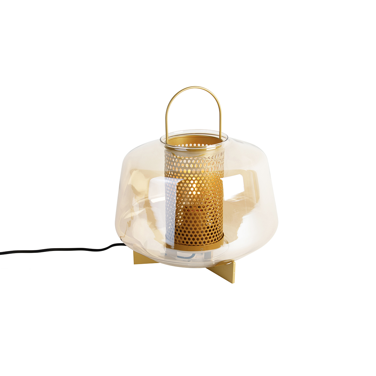 lampe de table en verre doré/laiton
