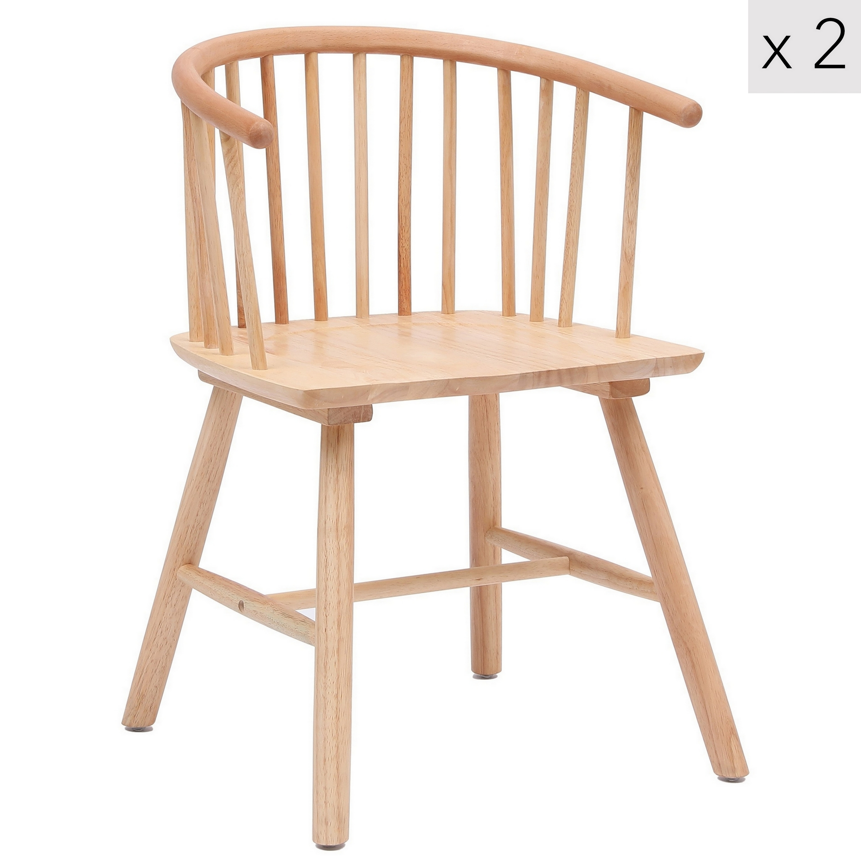 Lot de 2 chaises en bois massif naturel