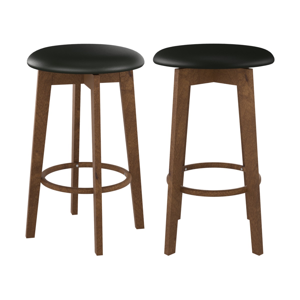 Tabouret pour îlot central 66 cm en cuir synthétique noir (lot de 2)