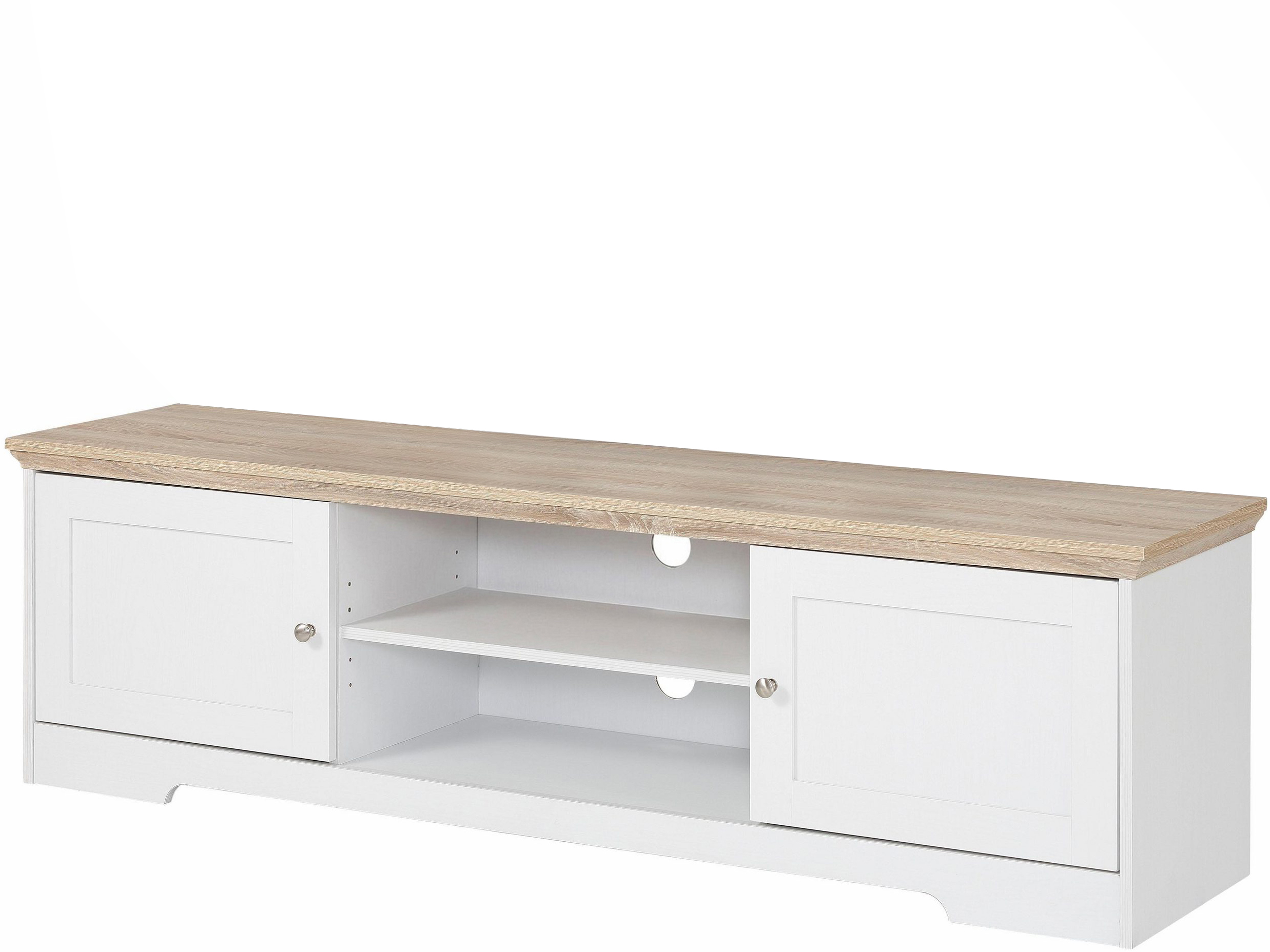 Meuble TV avec 2 portes en mélaminé blanc