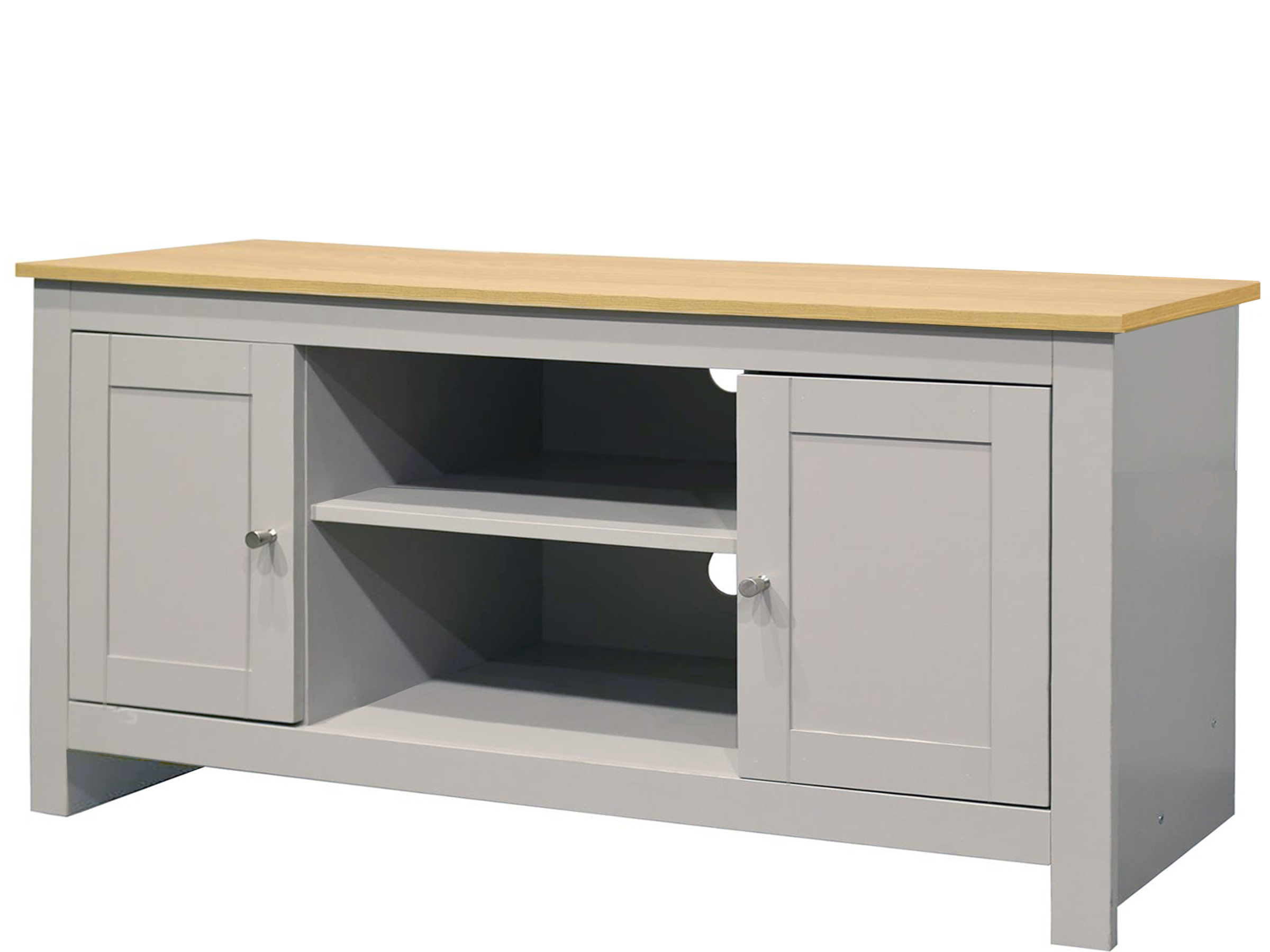 Meuble TV avec 2 portes en effet chêne et gris