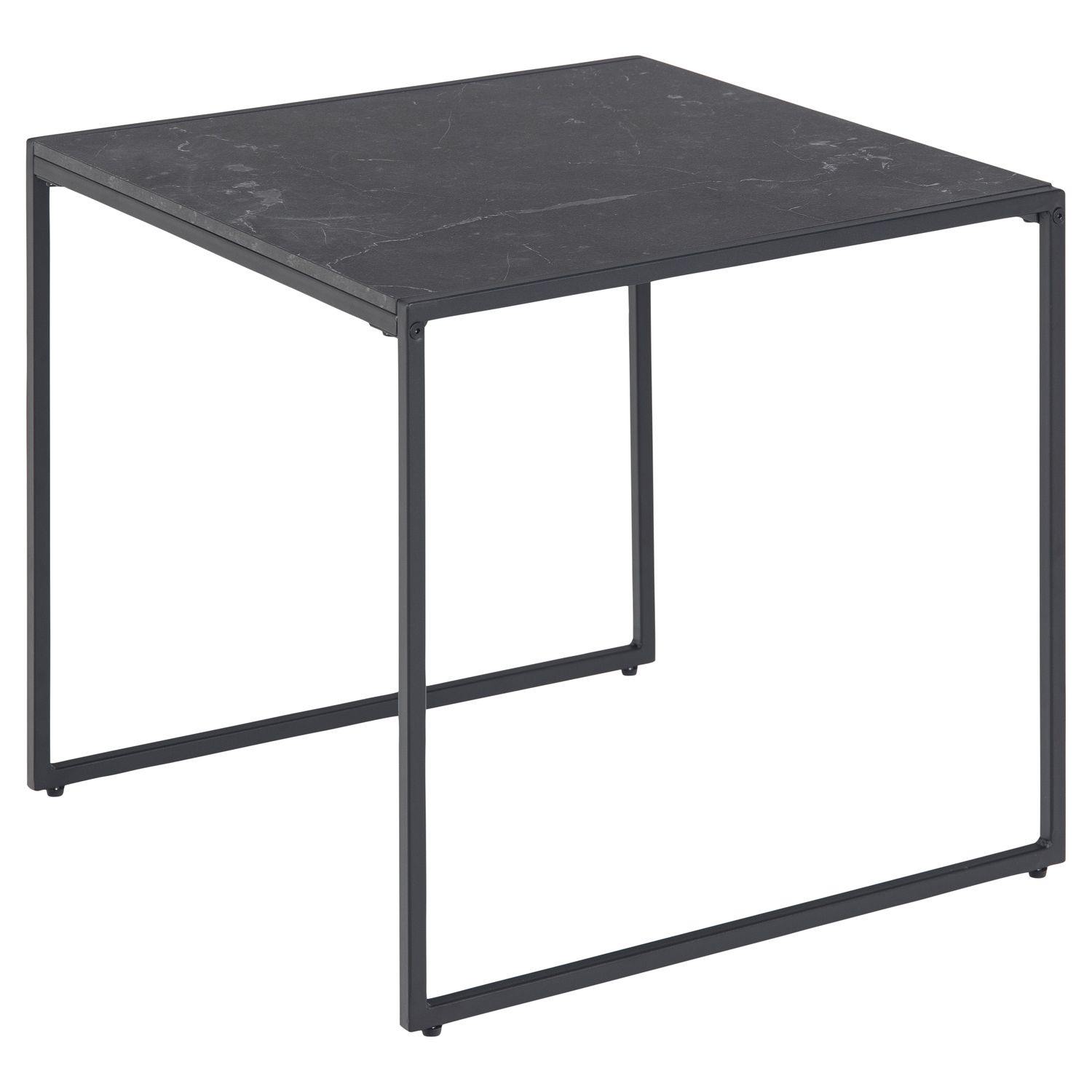 table d'appoint carré en mélaminé et métal noir