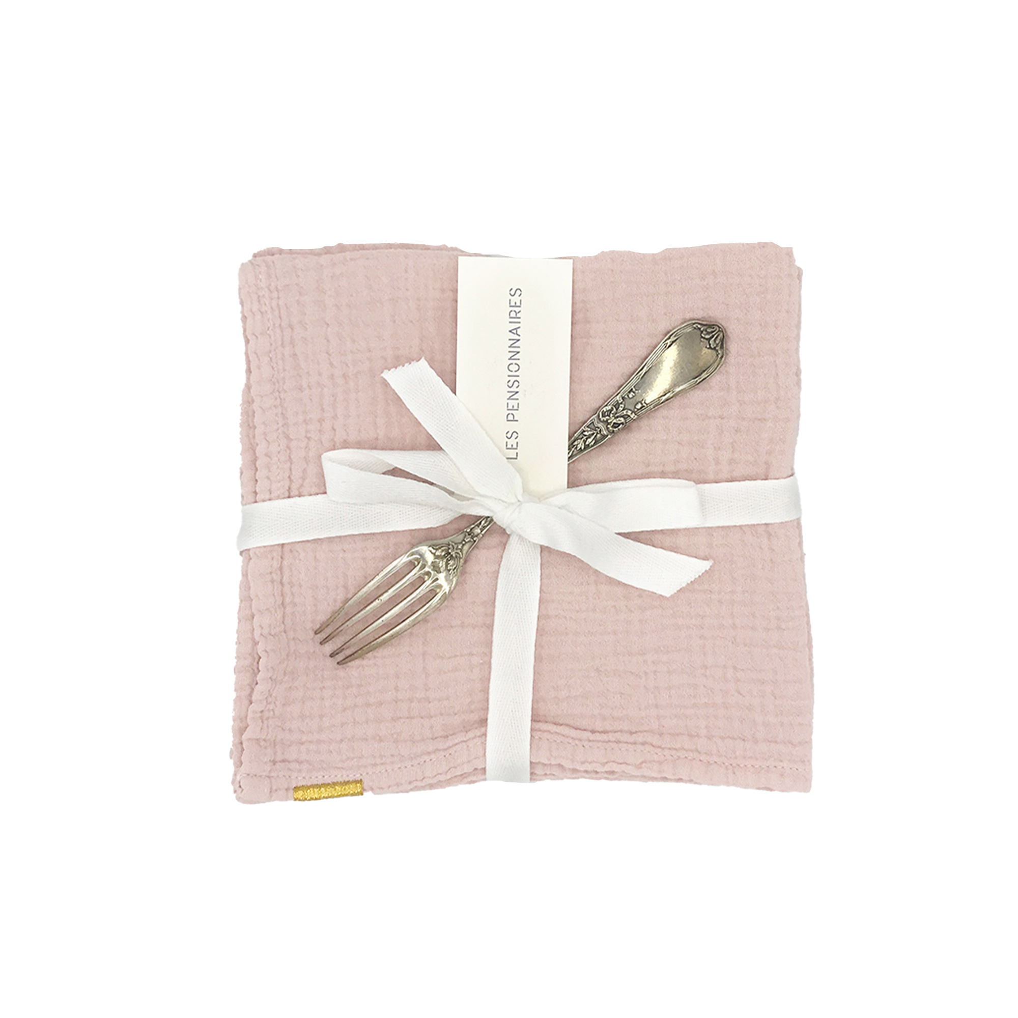 serviettes de table (lot de 2) en double gaze de coton rose délicat