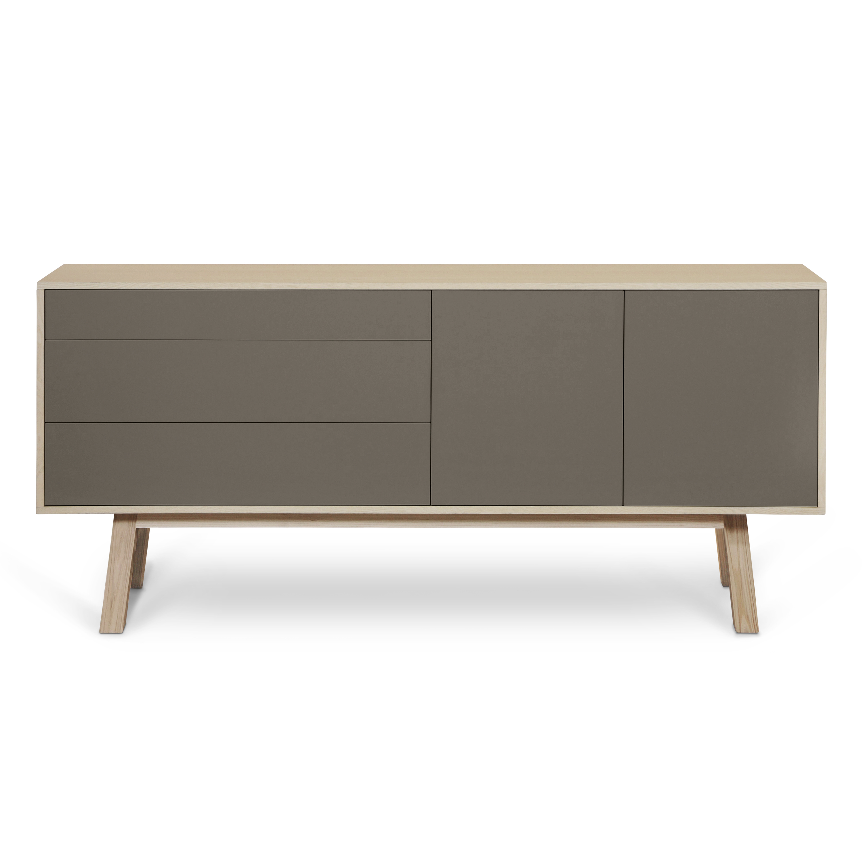 Buffet en frêne 2 portes+3 tiroirs 180 cm, hauteur 94 cm