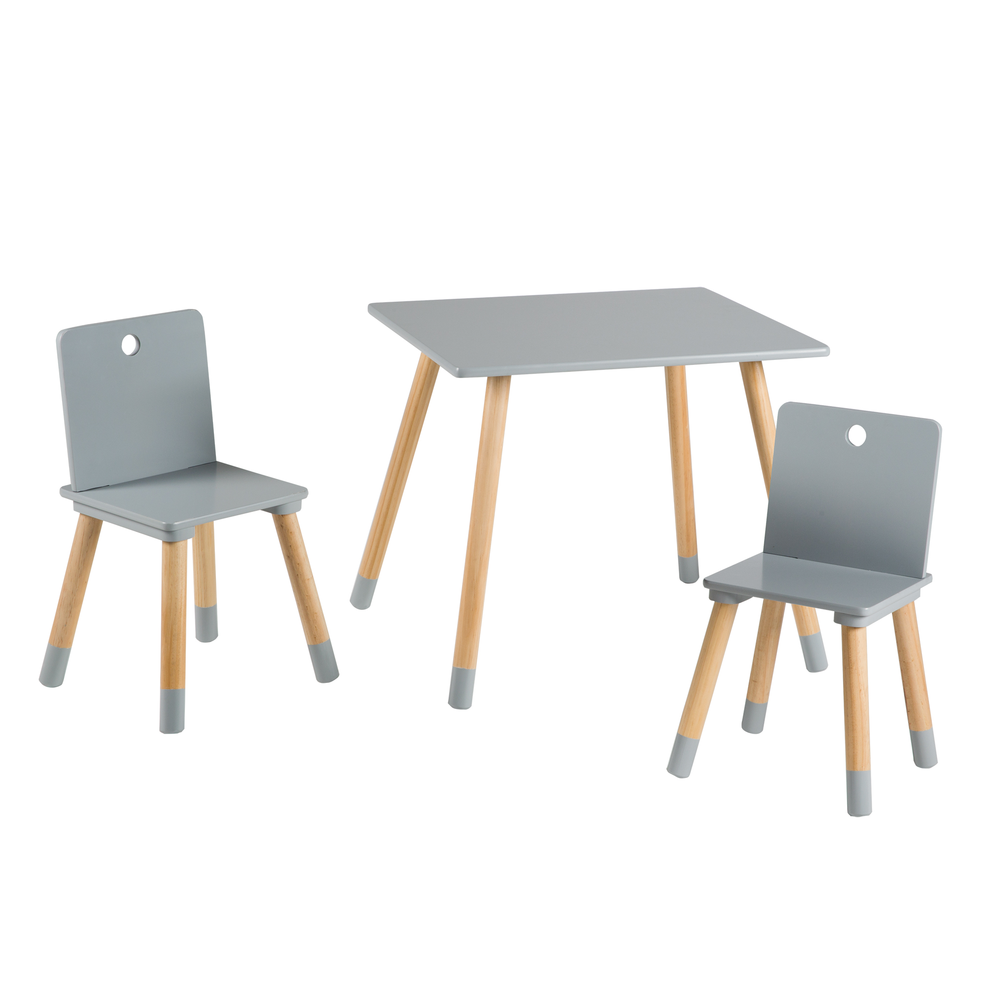 ensemble table et 2 chaises enfant en bois naturel et gris