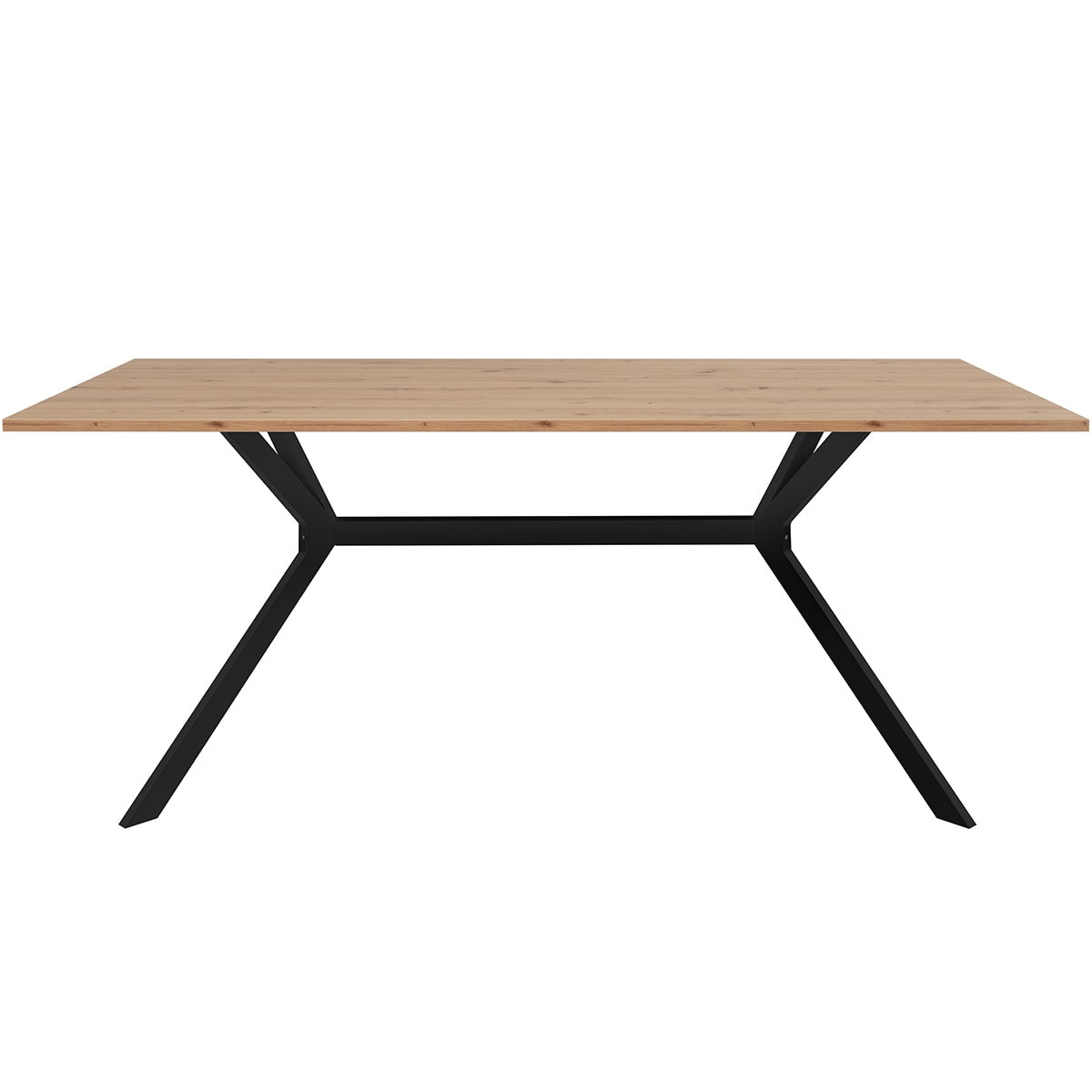 Table à manger effet chêne clair, piètement noir 180 cm