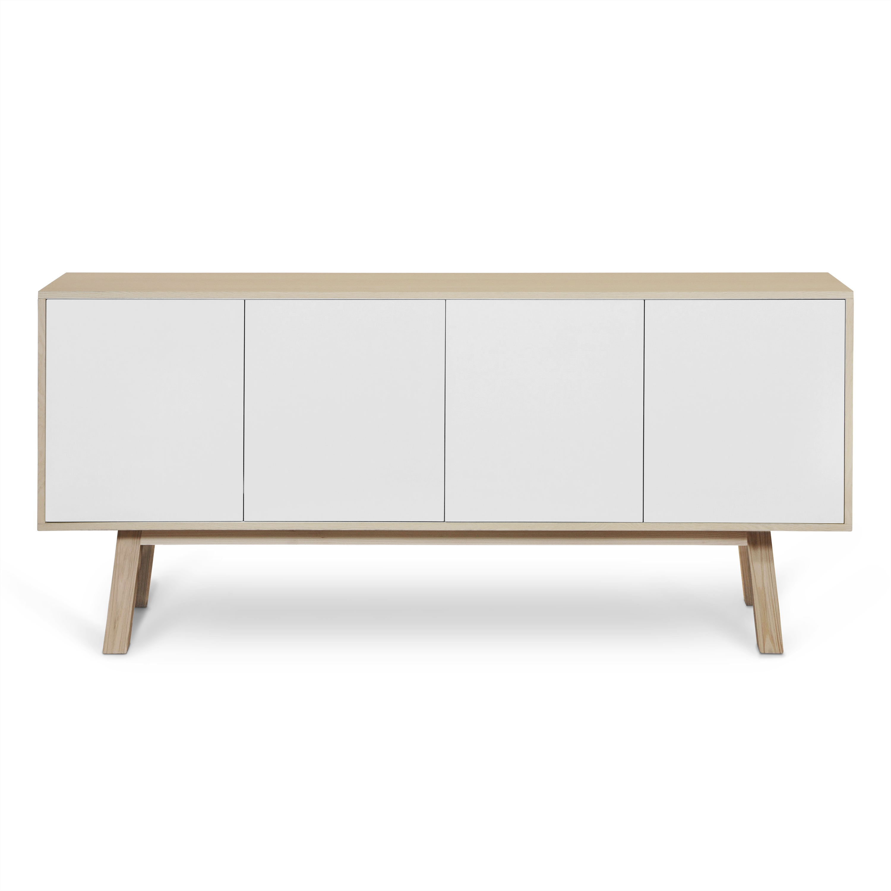 Buffet 4 portes en frêne 220 cm, hauteur 94 cm