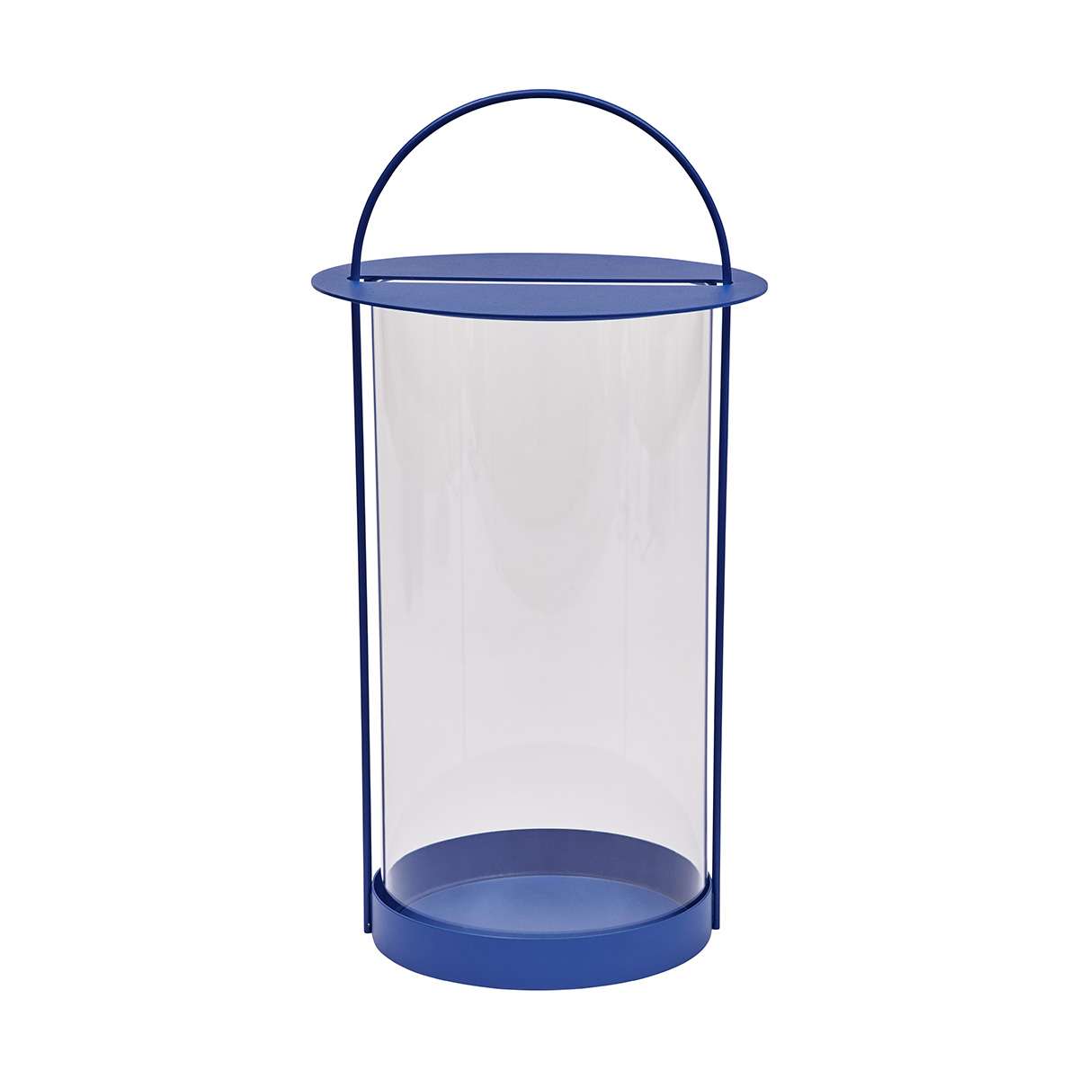 lanterne bleu en métal et en verre ø25xh48cm