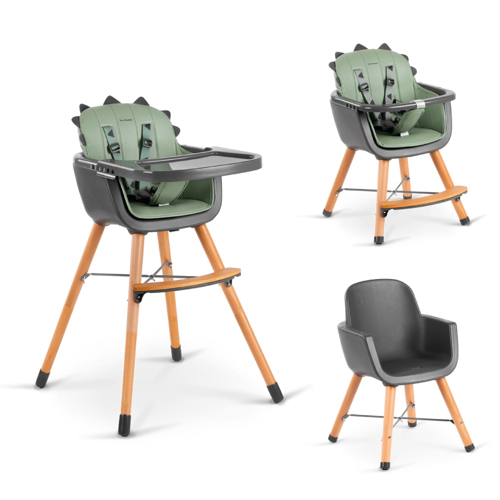 chaise haute 4en1 convertible chaise d'apprentissage, en bois, verte
