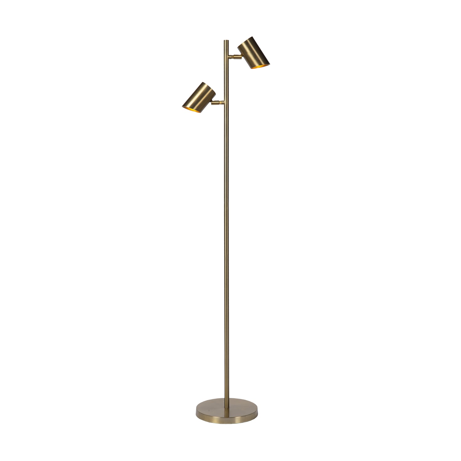 Lampadaire en or 2 sources lumineuses hauteur 144 cm en métal