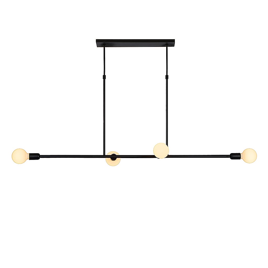 Lampe suspendue avec 4 points lumineux en marge noir hauteur de 87 cm