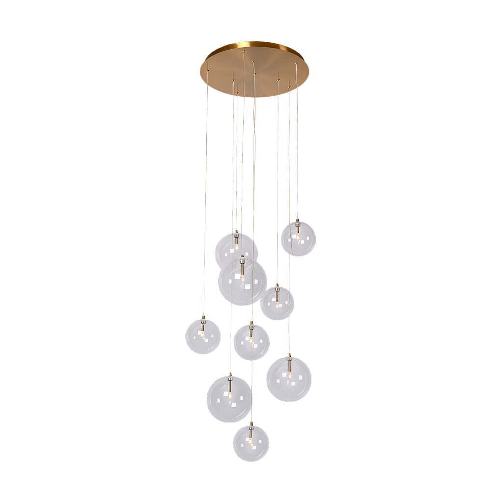 Verre transparente de lampe suspendue et en hauteur métallique 180 cm