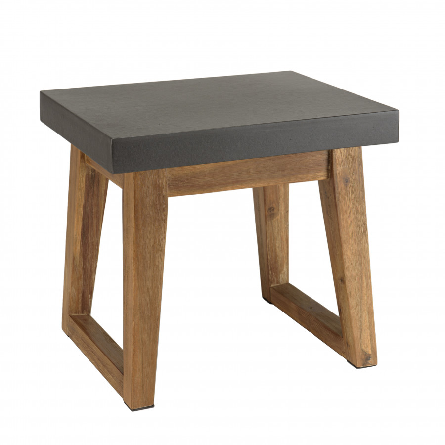 Table d'appoint rect. 50x40cm effet béton foncé pieds trapèze