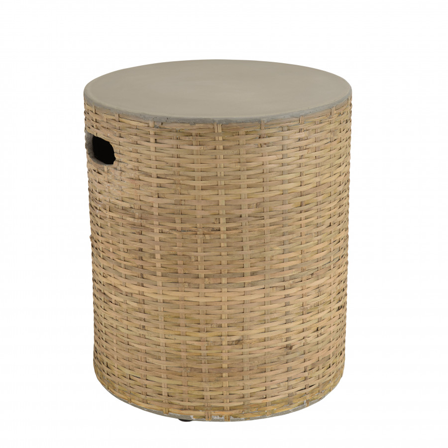 table d'appoint ronde plateau en béton socle en bambou naturel