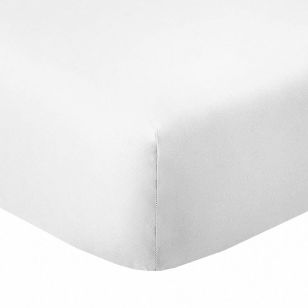 drap housse 2 places coton blanc 160x200 cm