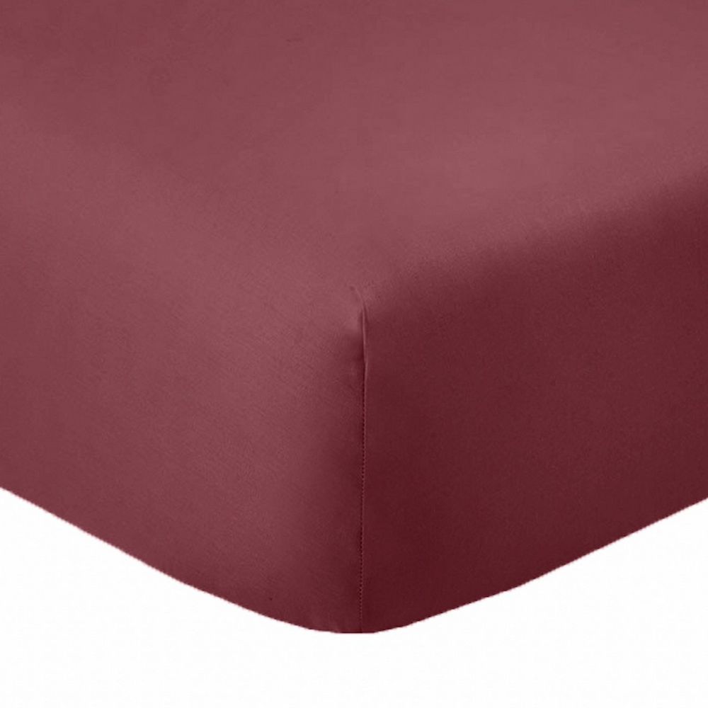 drap housse 2 places coton rouge cerise 140x190 cm
