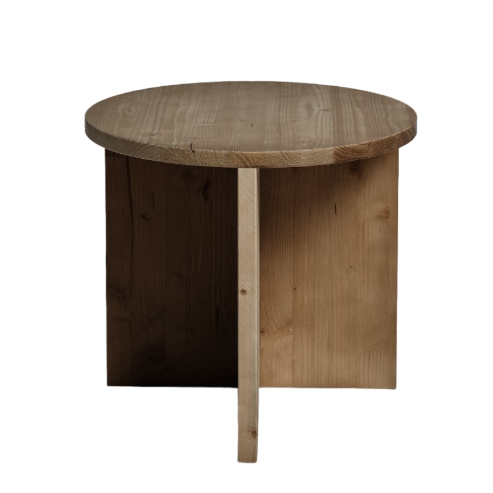 Table d’appoint ronde en bois de sapin couleur marron