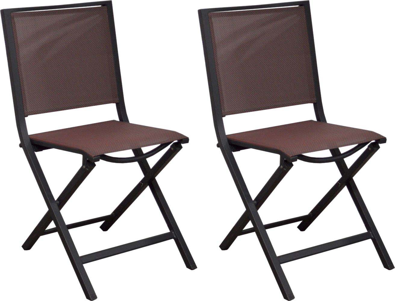 Chaise pliante en aluminium ida (lot de 2) toile chinée gris rouge