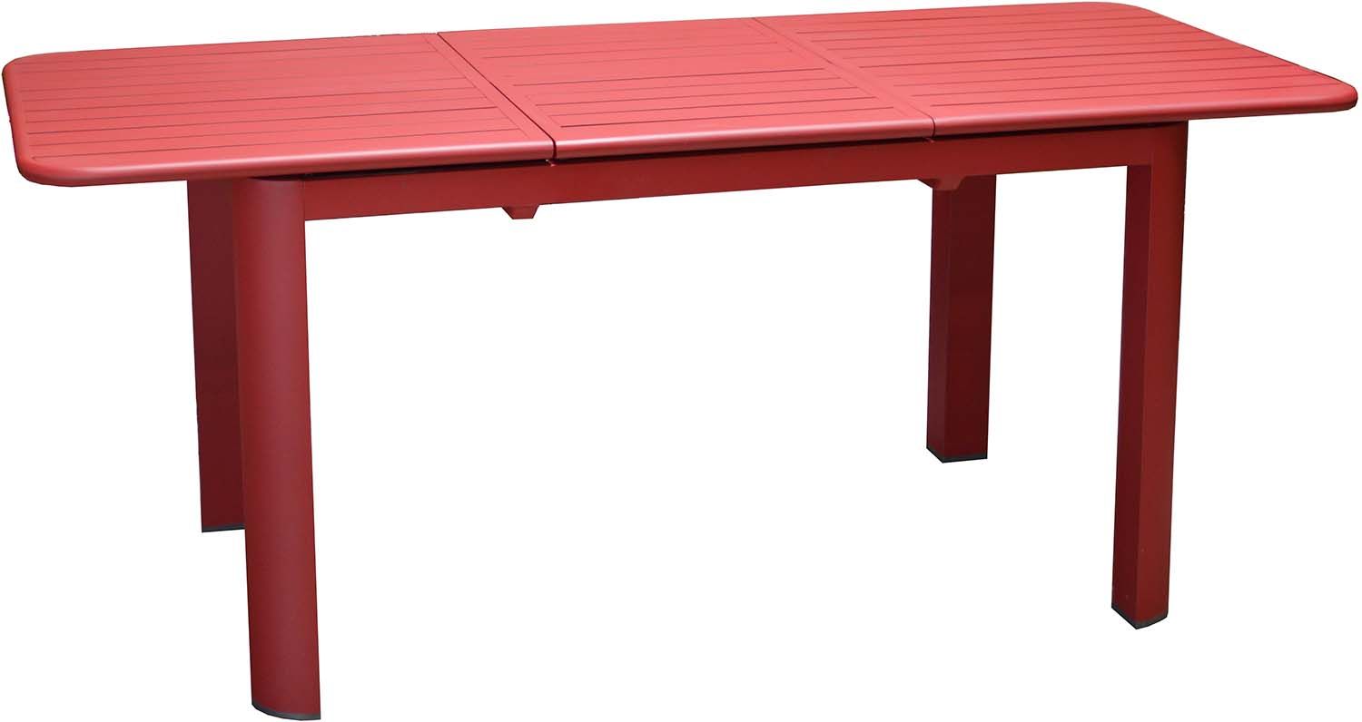 Table en aluminium avec allonge eos 130-180 cm rouge