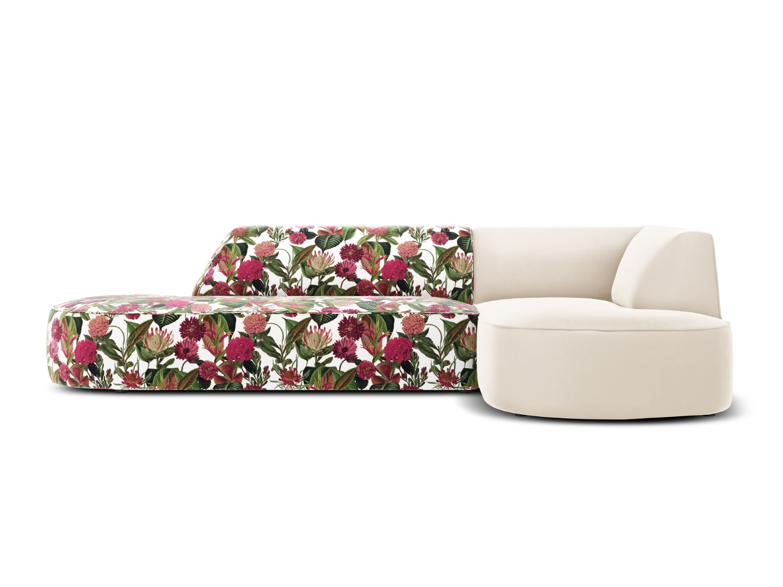 Canapé d'angle 4 places Beige Velours Contemporain Confort Promotion