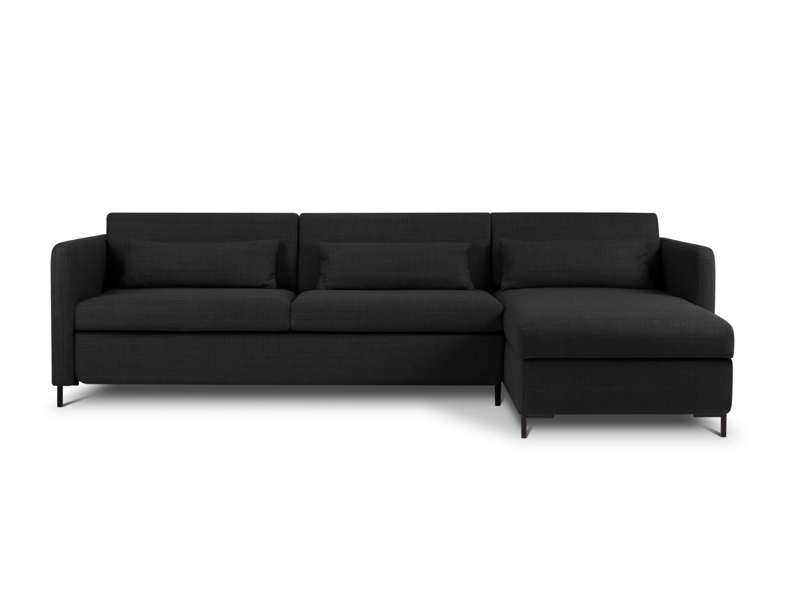 Canapé d'angle 5 places Noir Tissu Luxe Moderne Confort