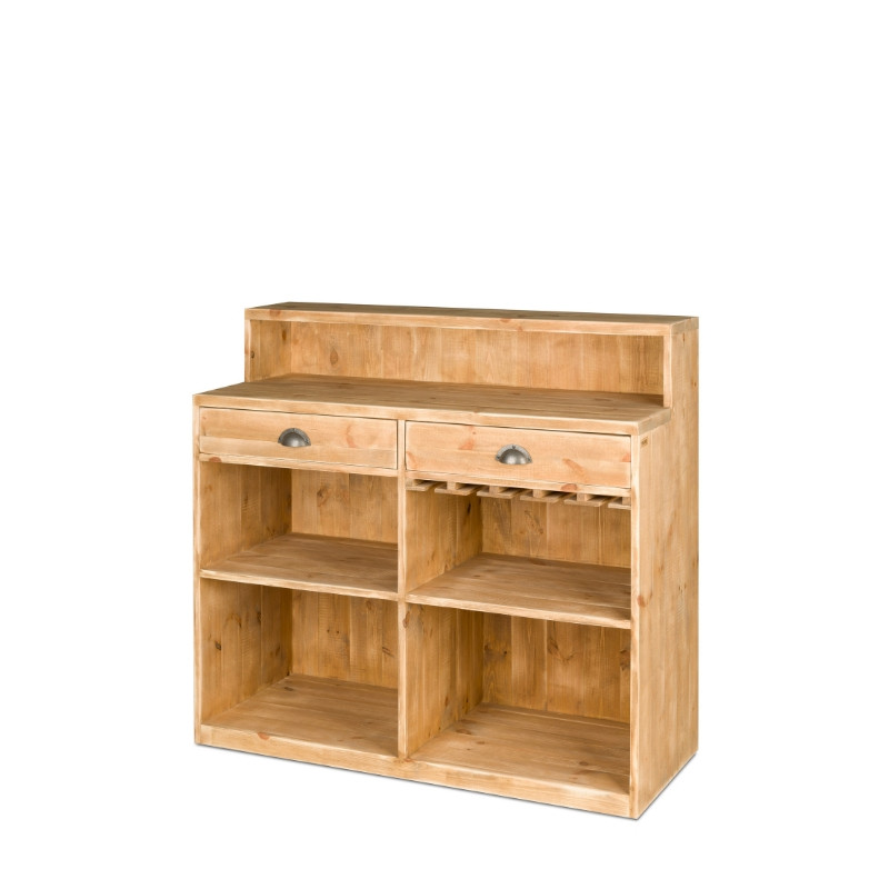 Bar à vin 2 tiroirs 4 casiers bois massif