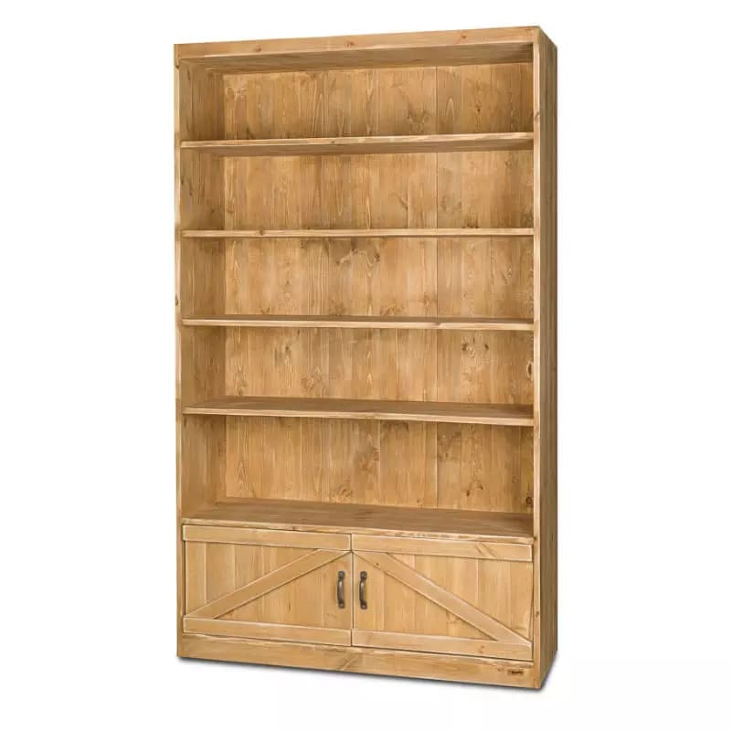 Étagère 5 niveaux 2 portes bois massif