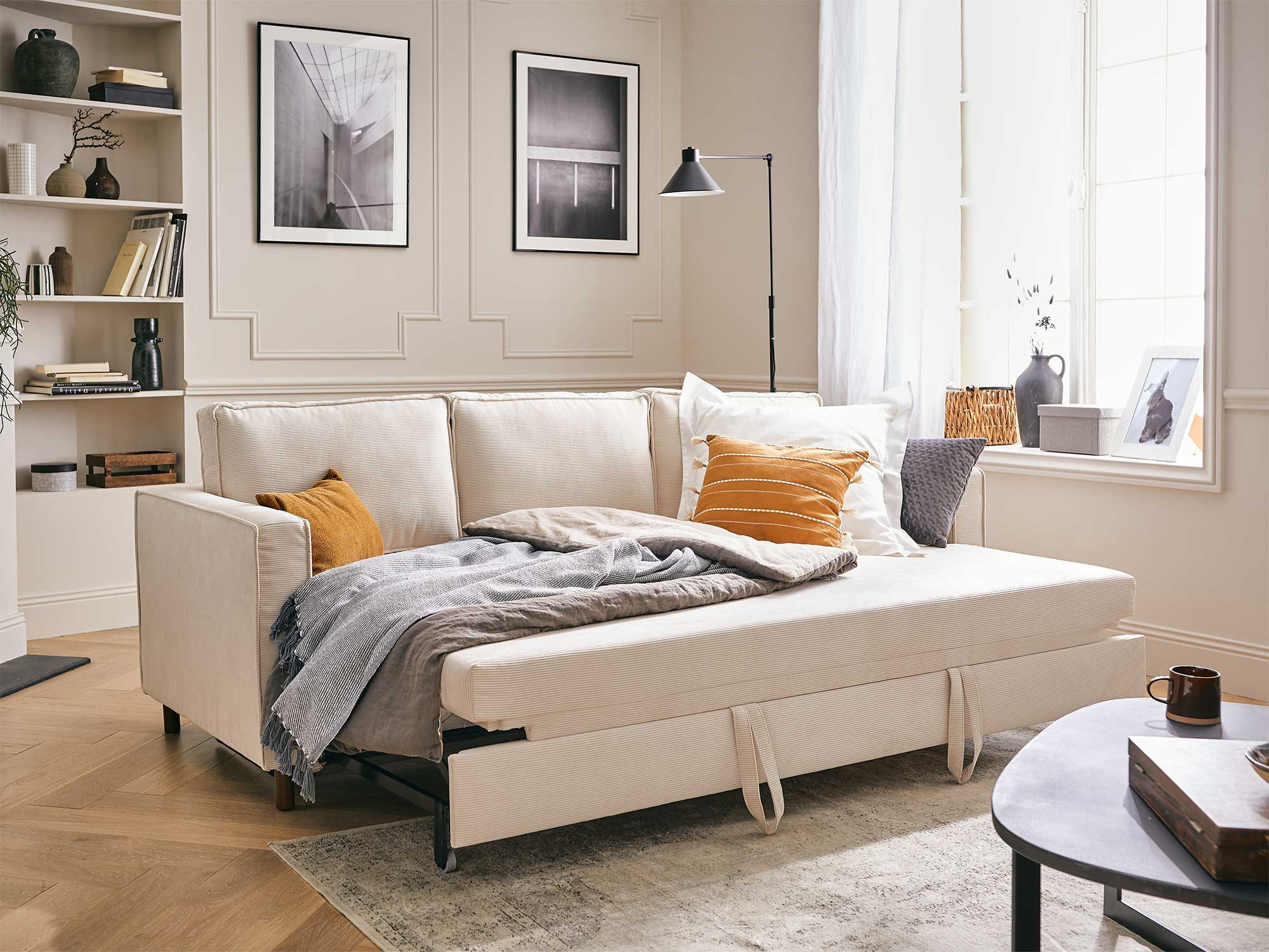 jake - Canapé velours côtelé Beige - Vue supplémentaire 2