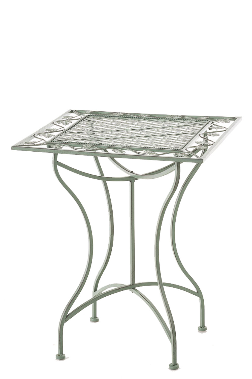 Table de jardin carrée résistante en métal Vert antique