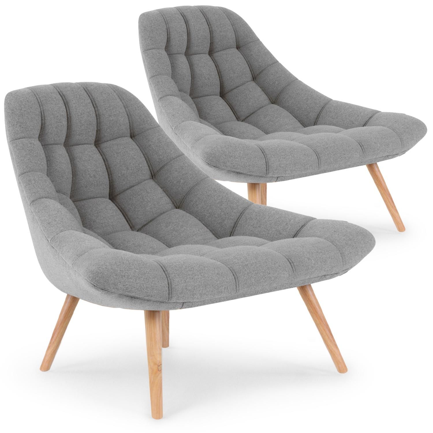Lot de 2 fauteuils tissu gris