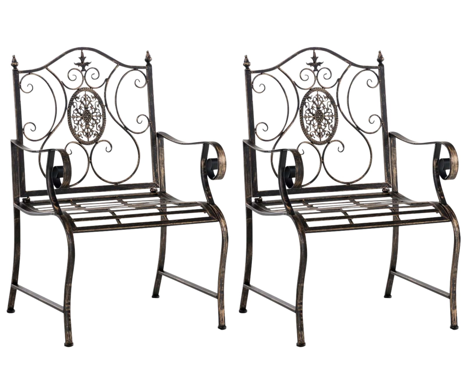 Lot 2 chaises de jardin en métal Bronze