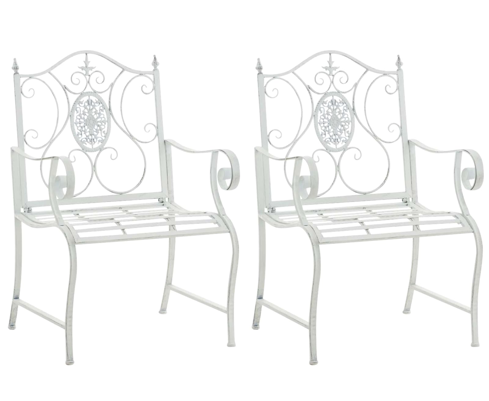 Lot 2 chaises de jardin en métal Blanc antique