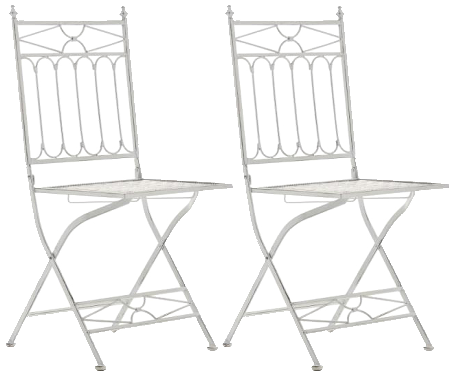 lot 2 chaises de jardin pliables en métal blanc antique