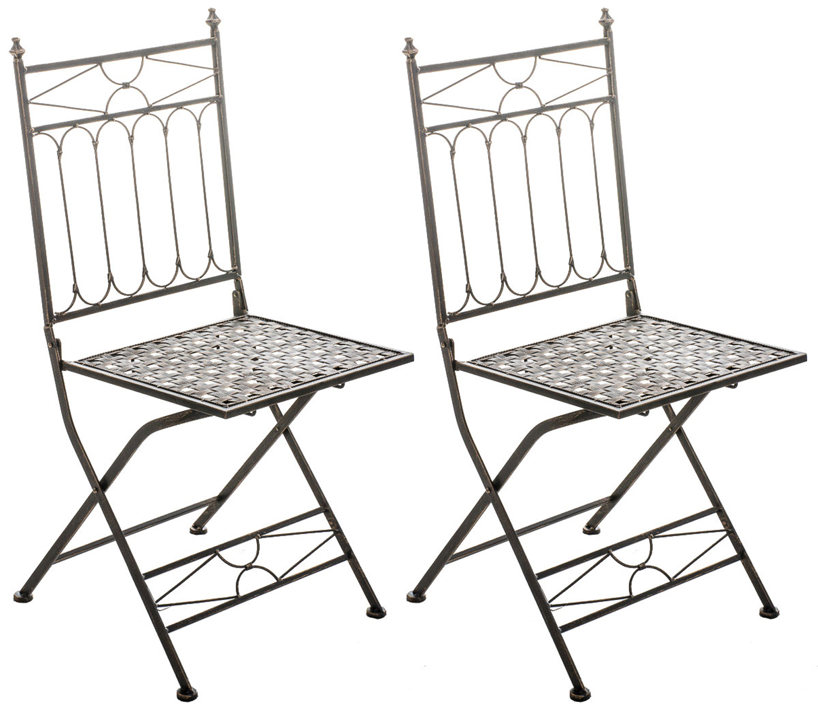 Lot 2 chaises de jardin pliables en métal Bronze