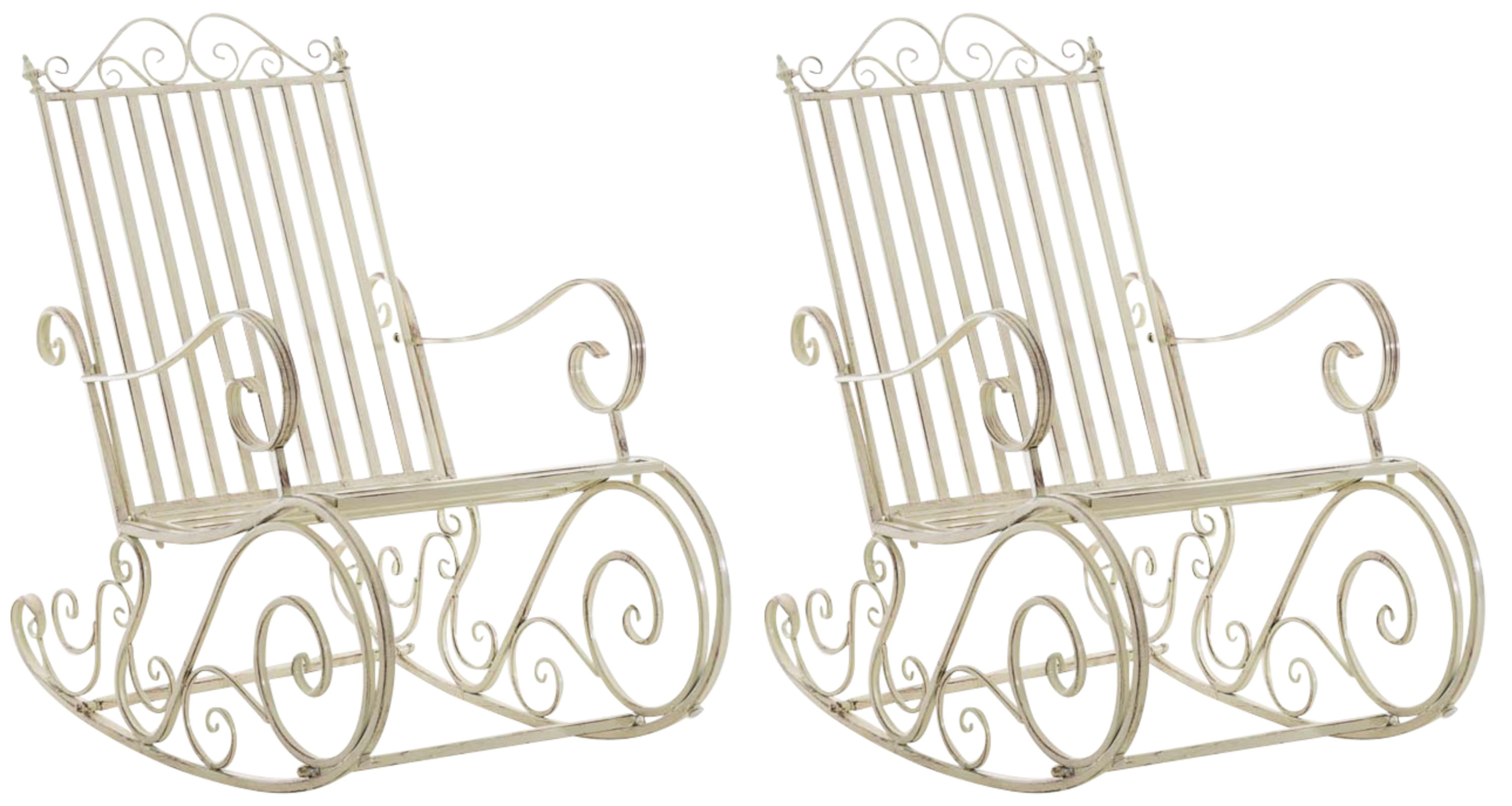 lot de 2 fauteuils à bascule pour jardin en métal crème antique
