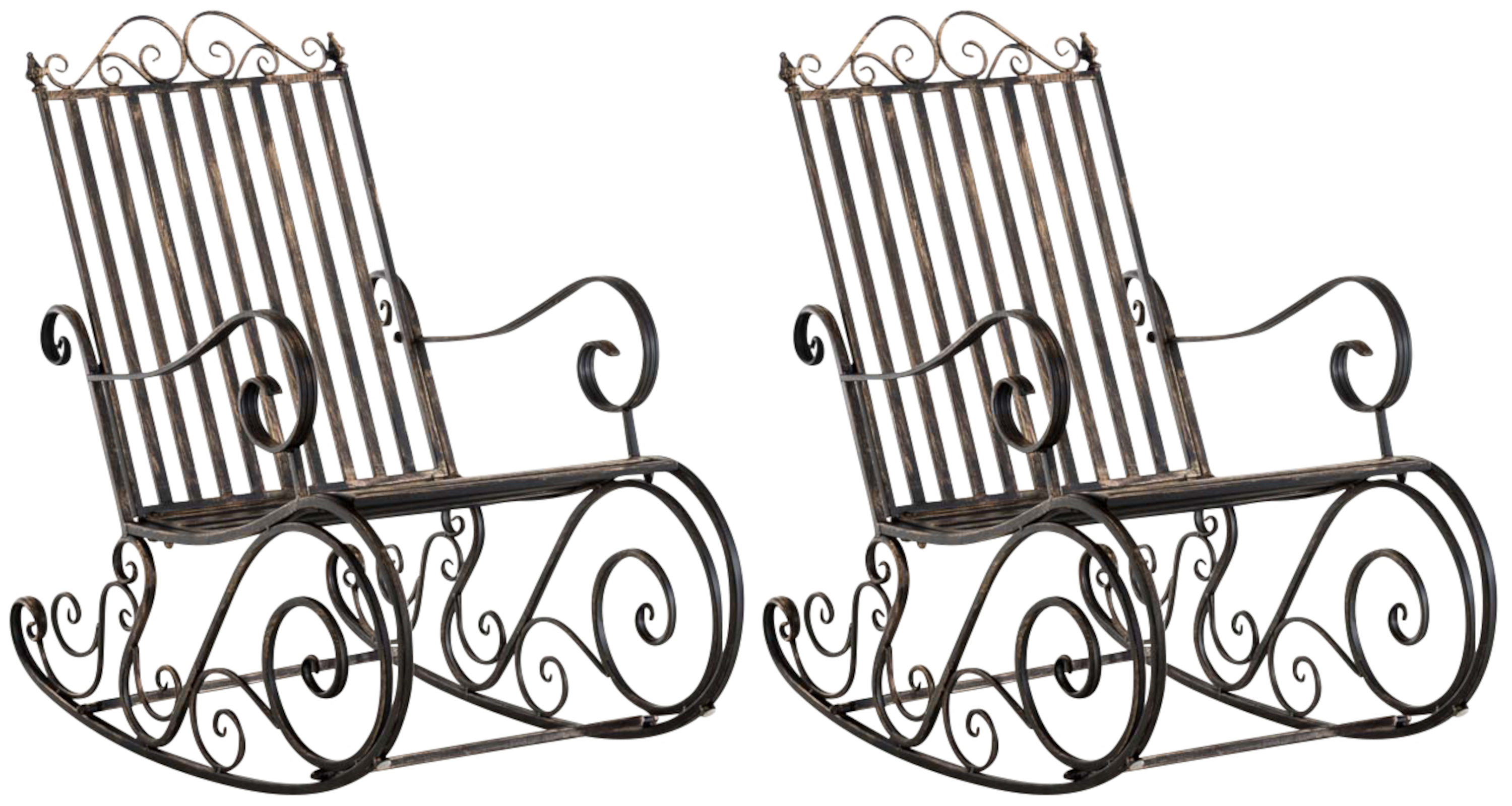 lot de 2 fauteuils à bascule pour jardin en métal bronze
