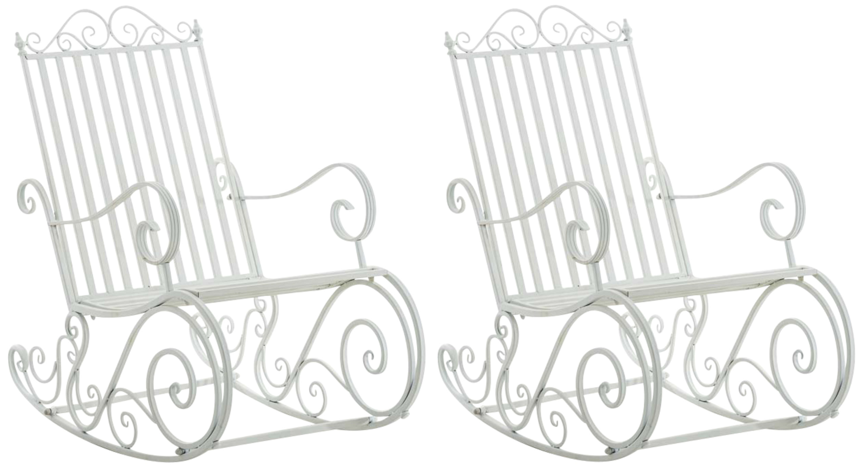 Lot de 2 fauteuils à bascule pour jardin en métal Blanc