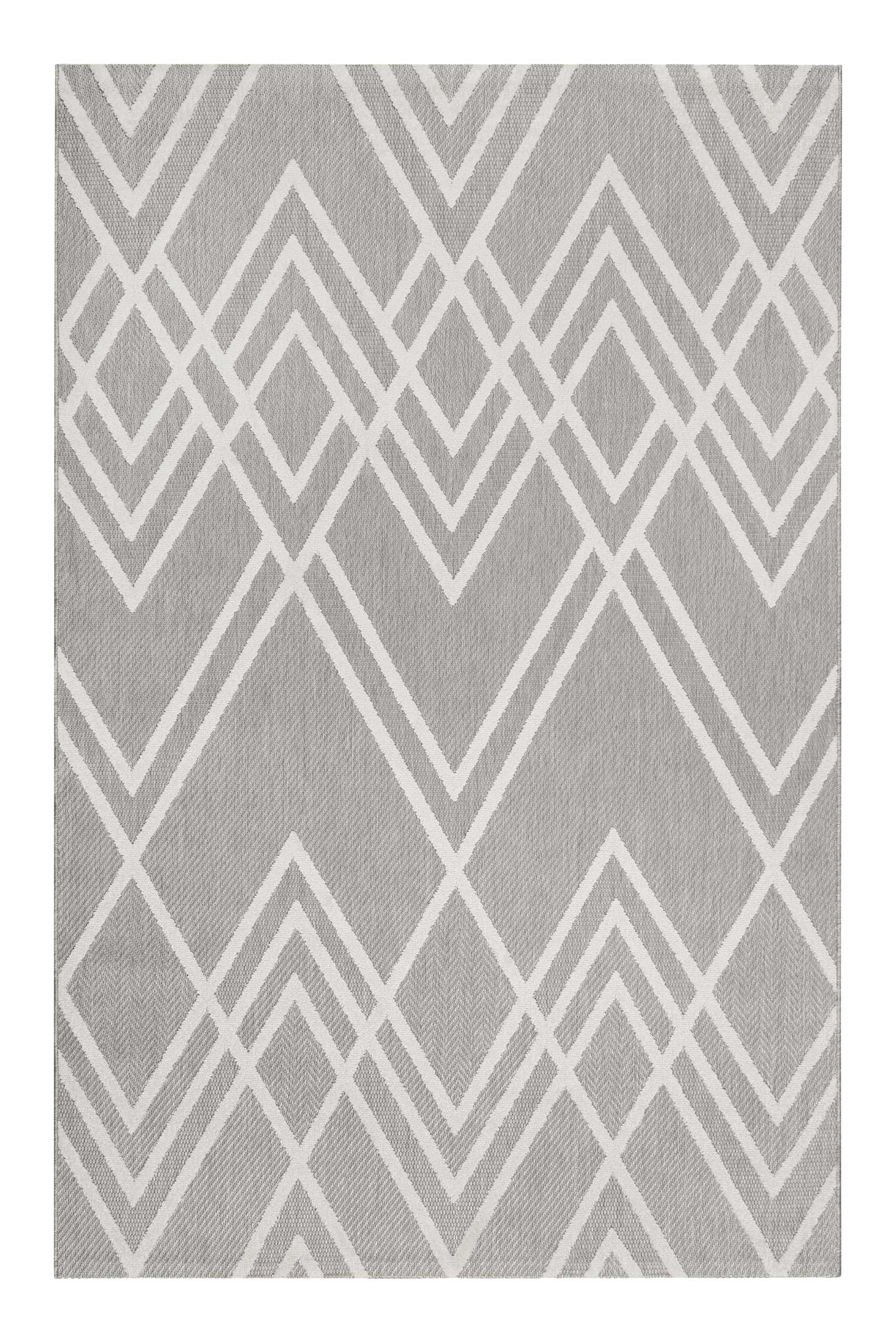 Tapis intérieur/extérieur graphique à relief gris et blanc 120x170