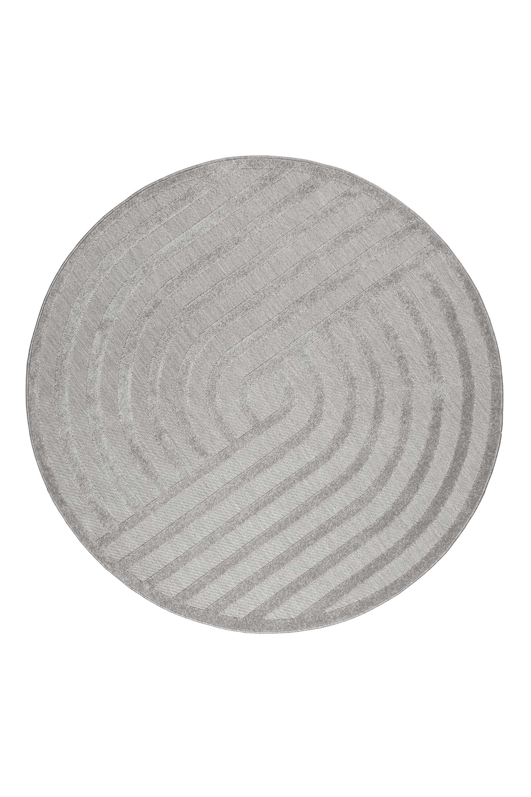 Tapis rond intérieur/extérieur graphique à relief gris Ø120