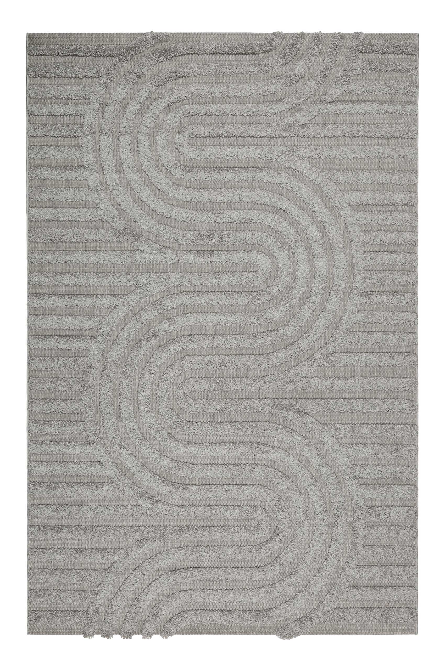 Tapis intérieur/extérieur à relief motif design gris 80x150