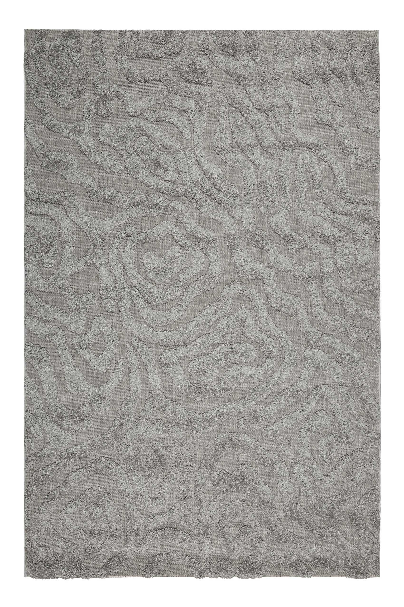 Tapis intérieur/extérieur à relief motif floral gris 133x200