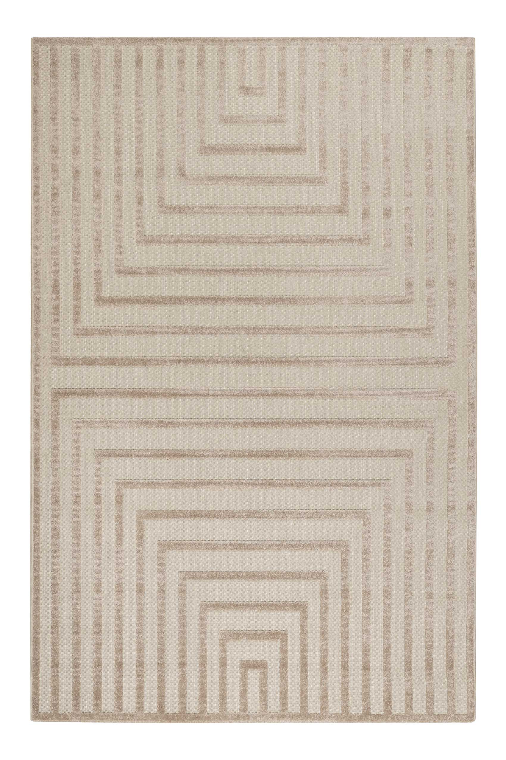 Tapis intérieur/extérieur graphique à relief beige 200x290