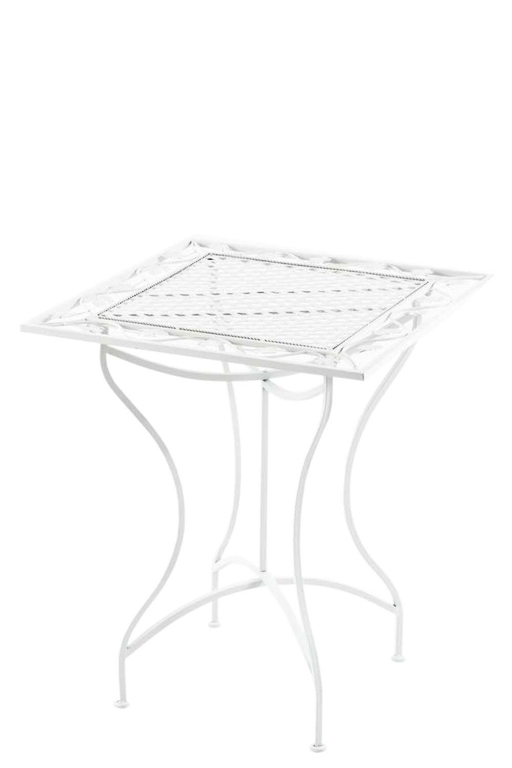 Table de jardin carrée résistante en métal Blanc