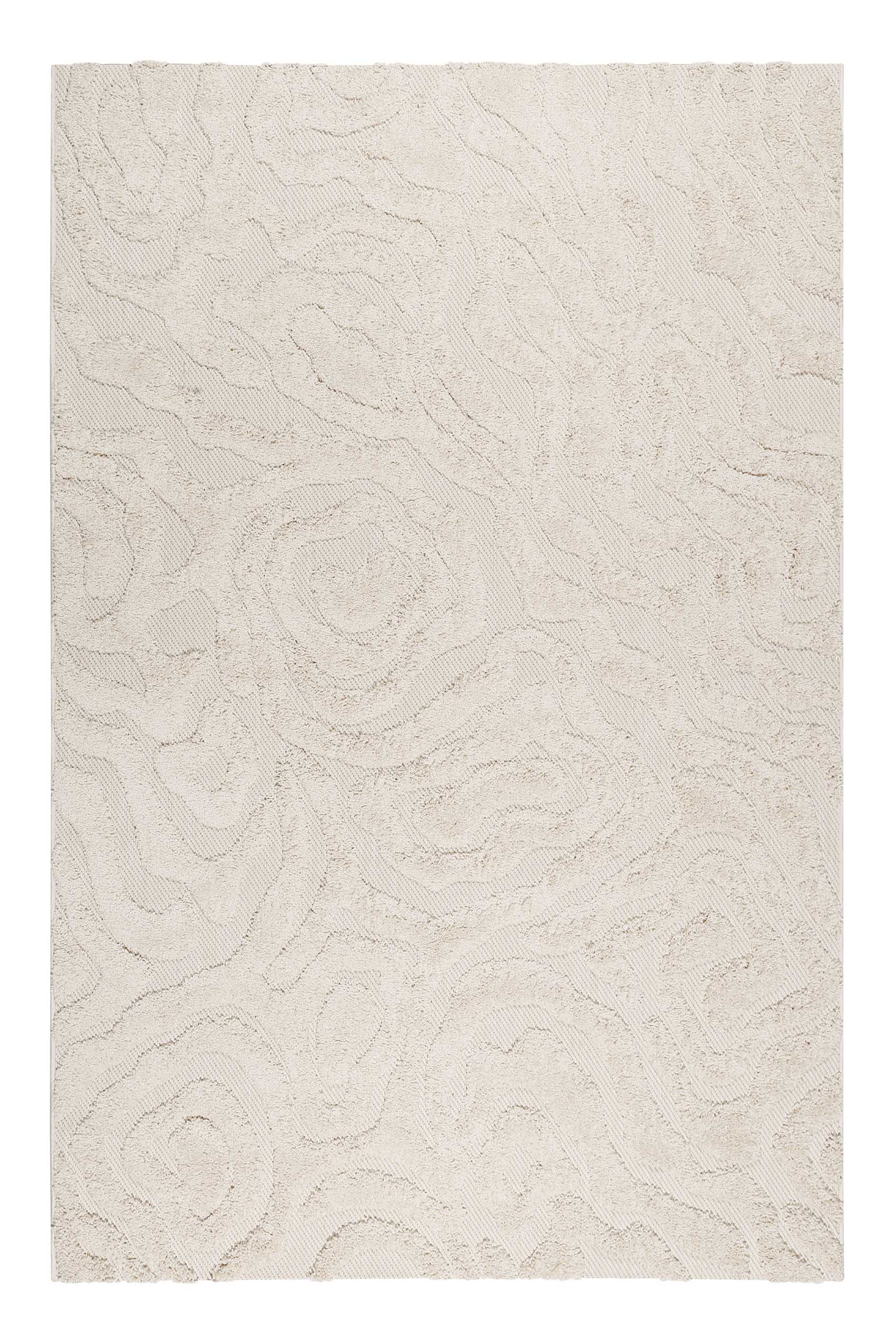 Tapis intérieur/extérieur à relief motif floral beige 120x170