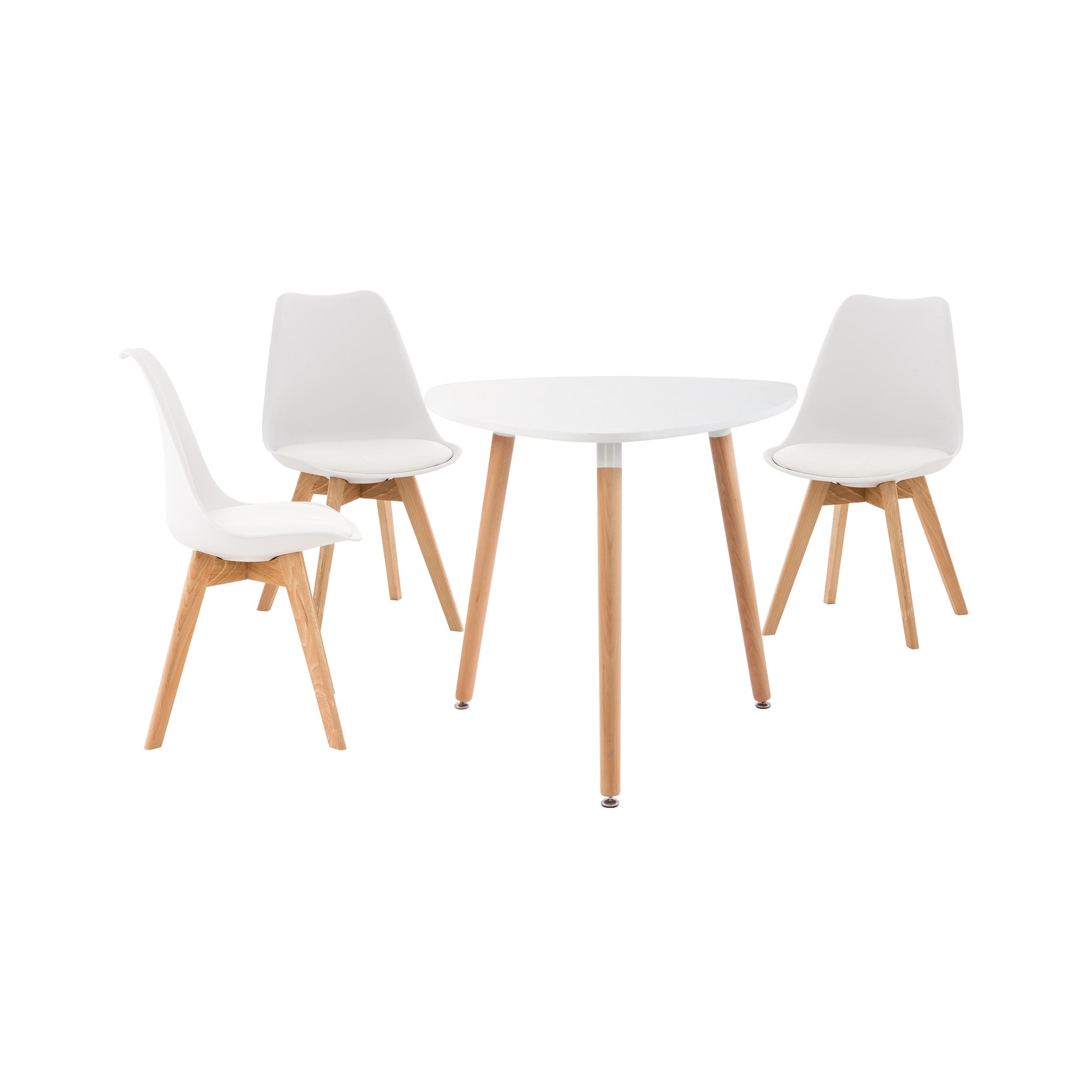 Ensemble de 3 chaises et 1 table en bois Blanc