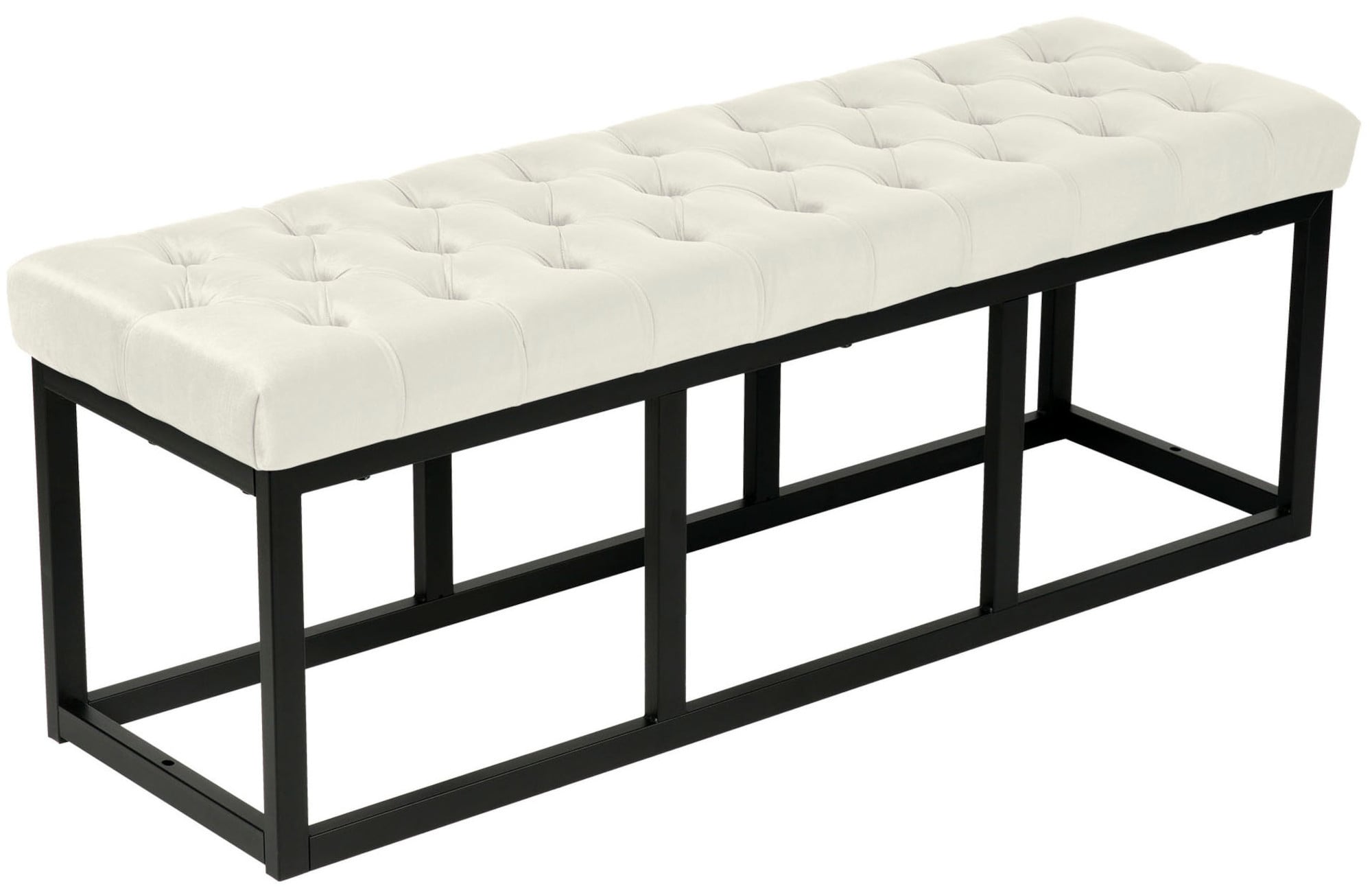 Banquette avec cadre en métal et assise en velours Crème