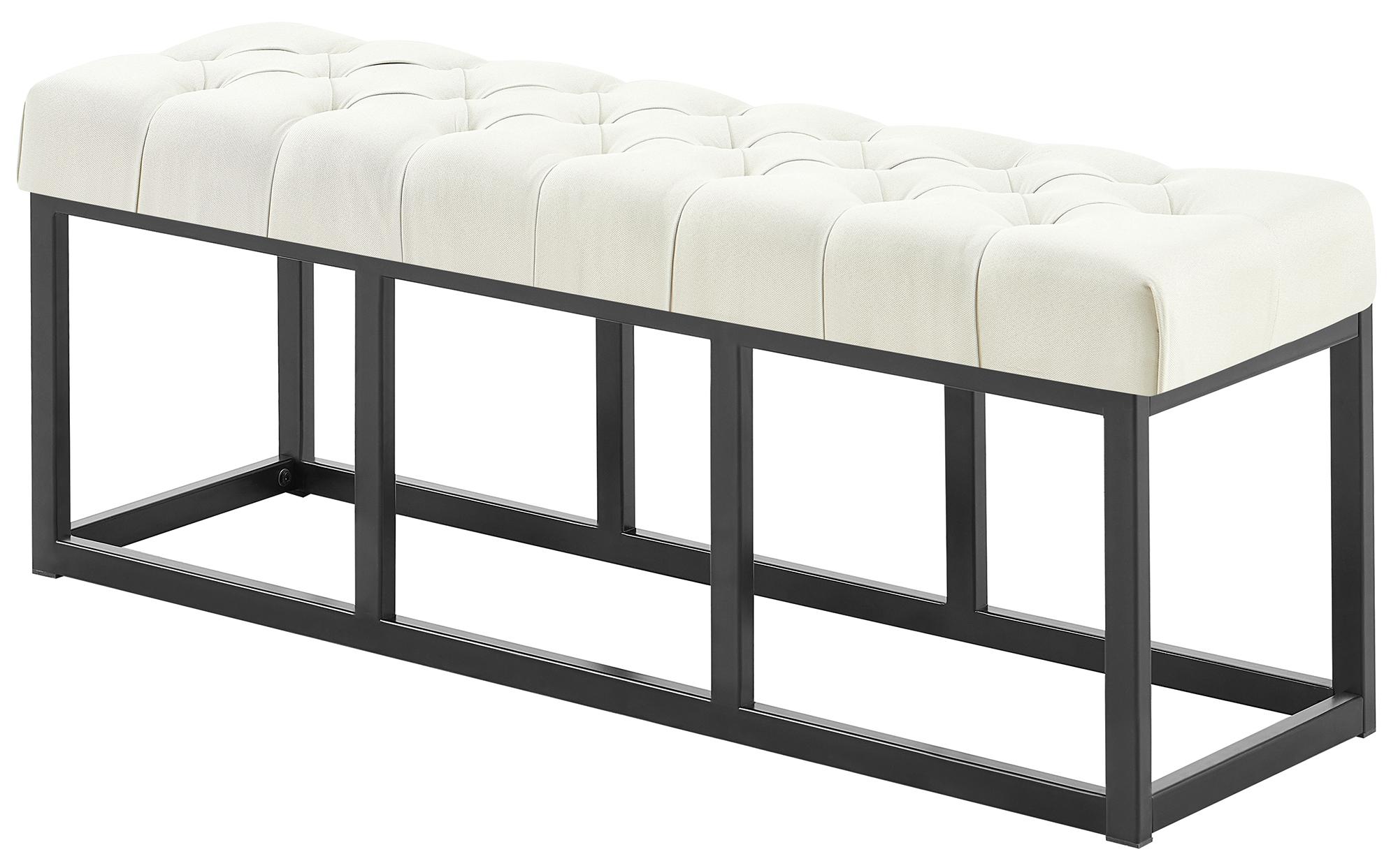 Banquette avec pieds en métal assise en tissu Crème
