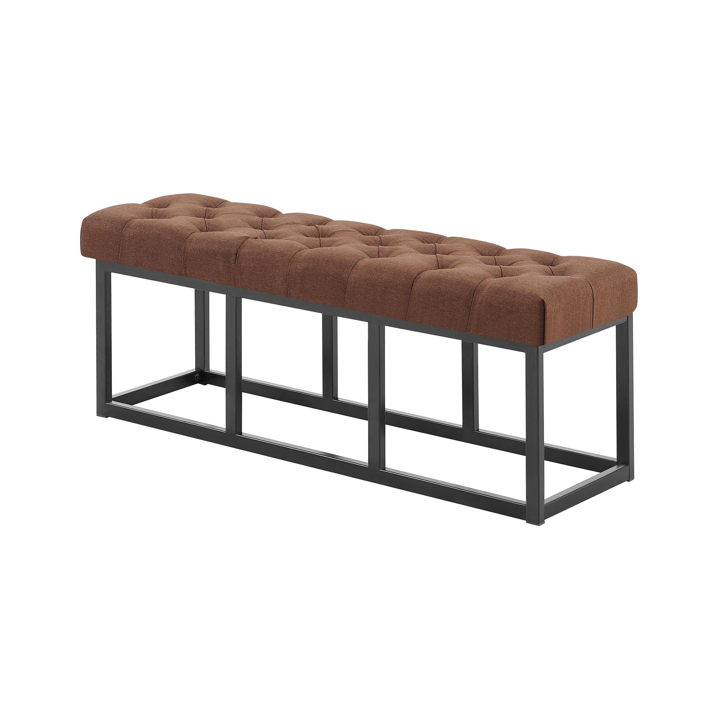 Banquette avec pieds en métal assise en tissu Marron