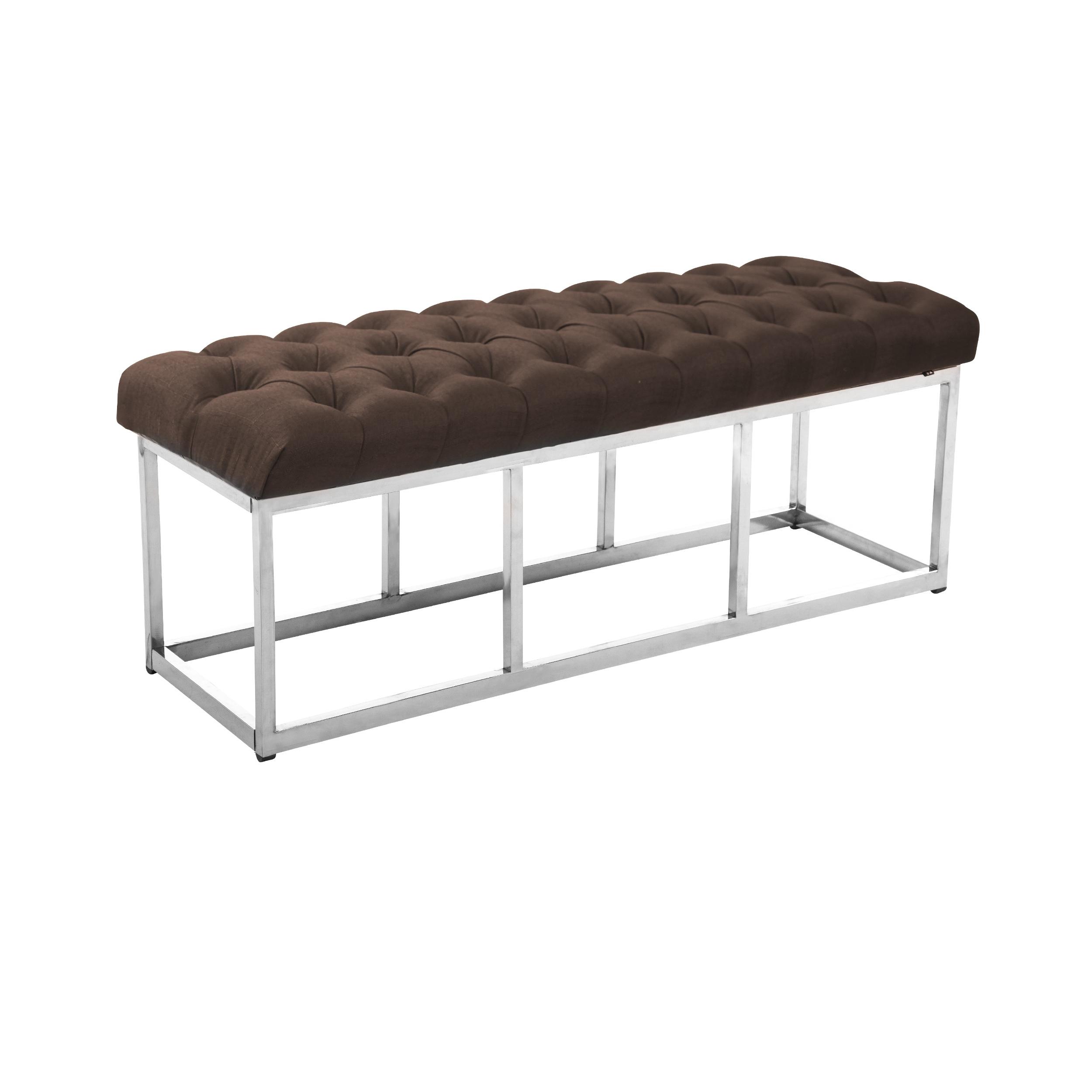 Banquette avec pieds en Métal assise en tissu Marron