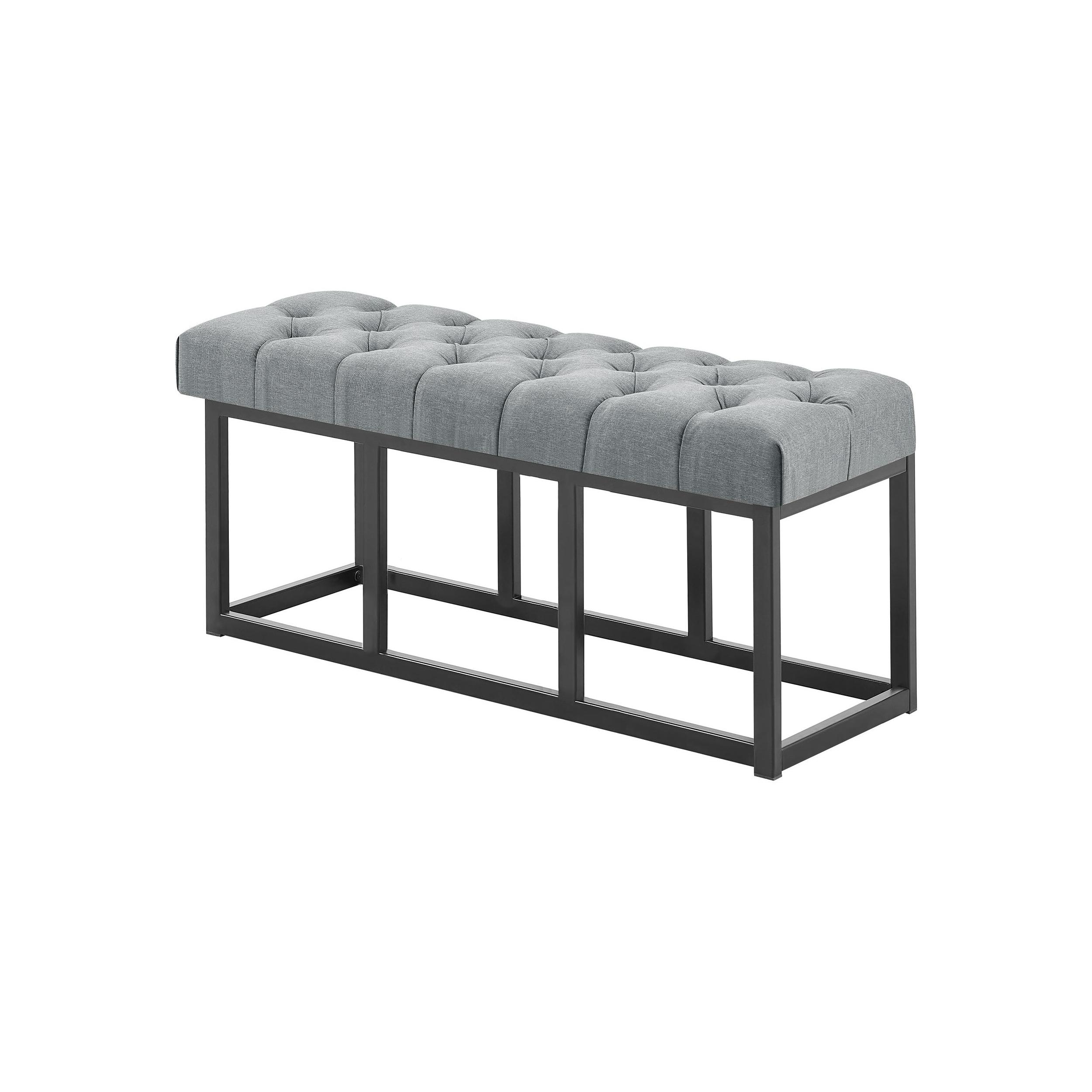 Banquette avec pieds en métal assise en tissu Gris foncé